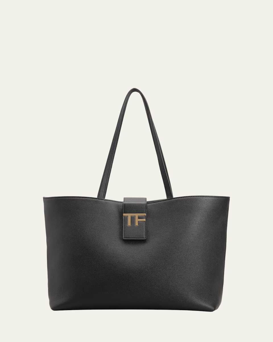 TF Small E/W Tote in Grained Leather