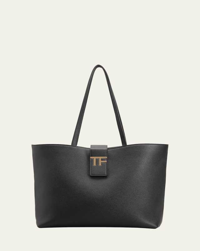TF Small E/W Tote in Grained Leather