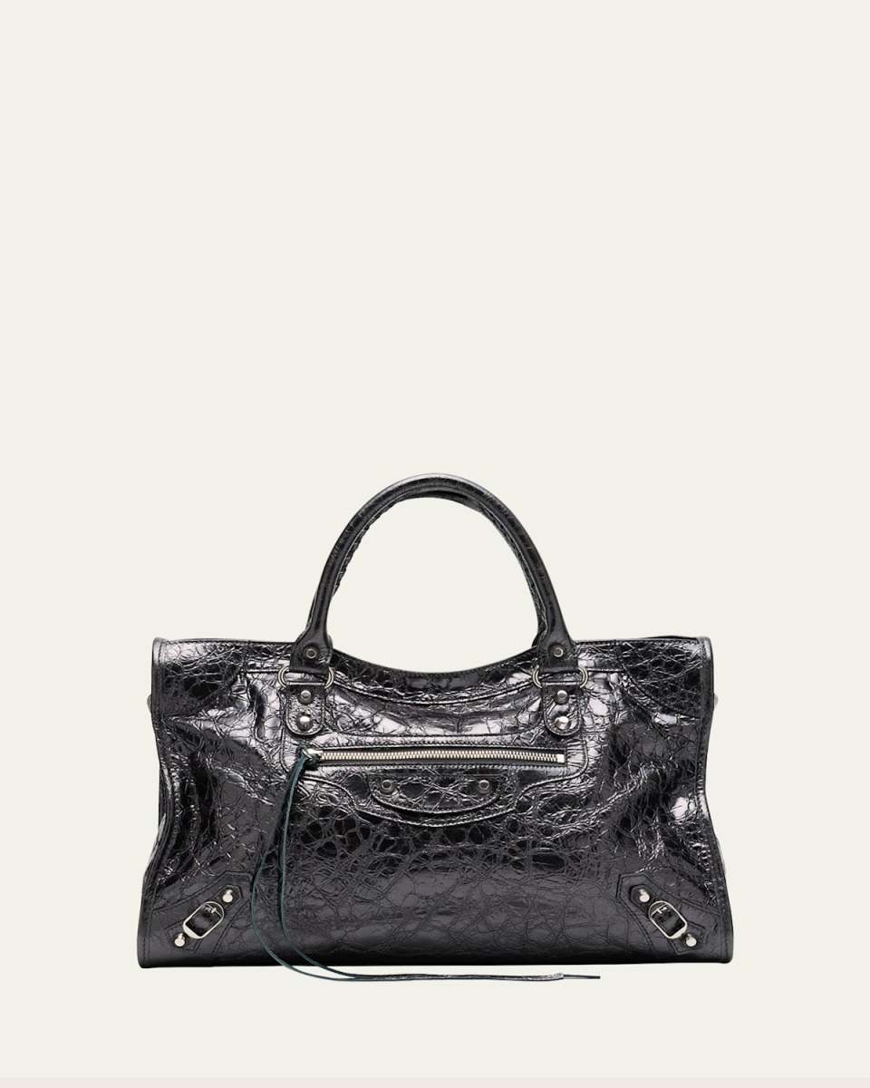 Le City Medium Metallic Leather Top-Handle Bag