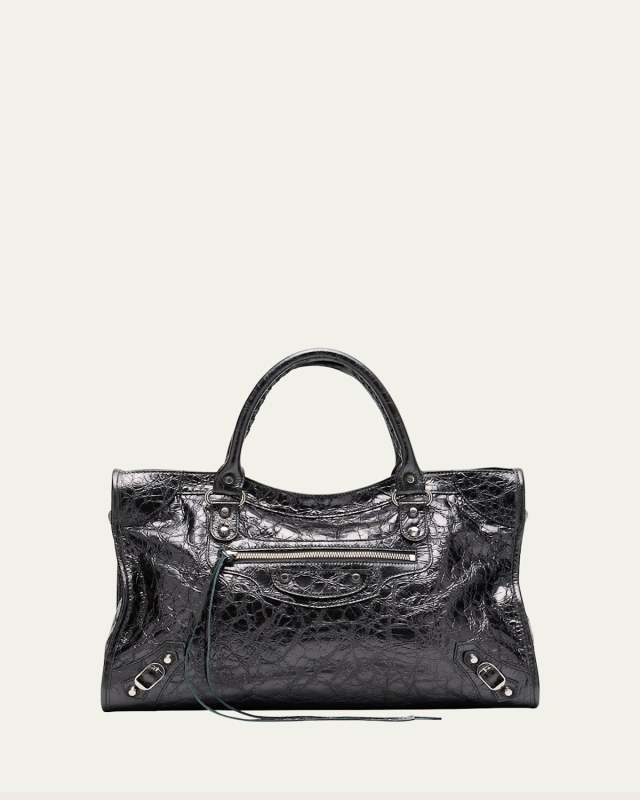Le City Medium Metallic Leather Top-Handle Bag