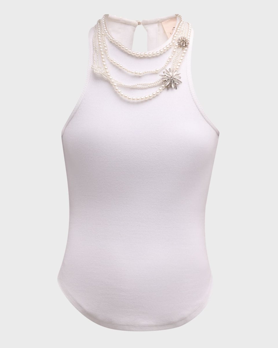 Lizzie Pearly Chain Embellished Tank Top