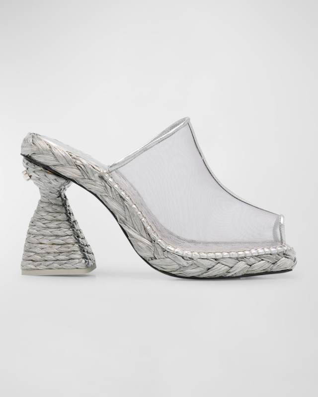 Lynx Metallic Raffia Slide Espadrille Sandals