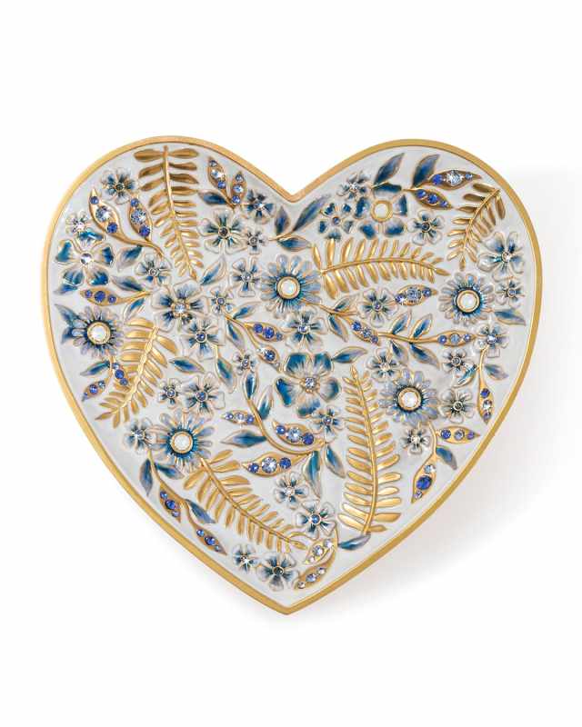 Indigo Floral Heart Trinket Tray