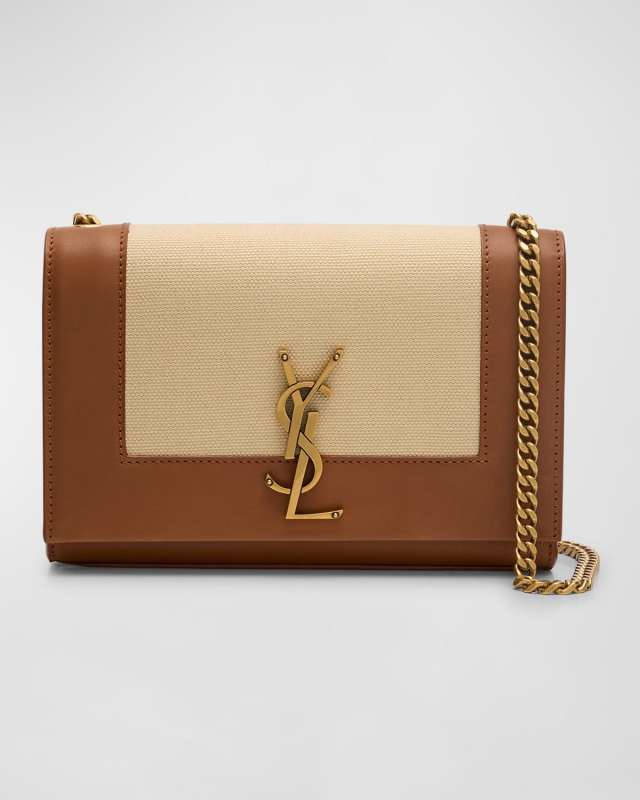 Kate Small YSL Wallet on Chain in Linen and Leather