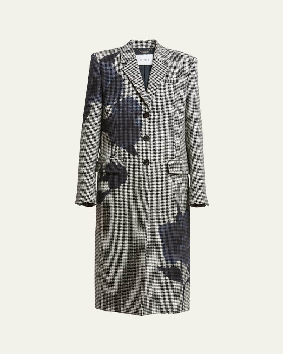 Long Overprinted Virgin Wool Coat