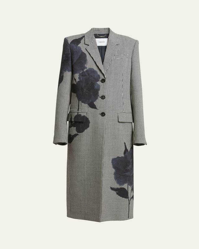 Long Overprinted Virgin Wool Coat