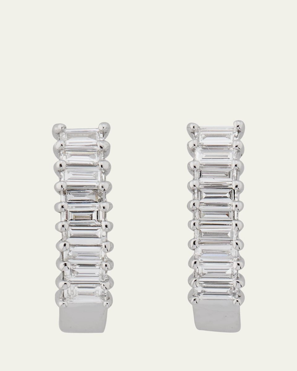 14K Gold Baguette Diamond Huggie Earrings, 0.5 tcw