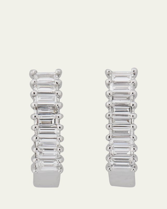14K Gold Baguette Diamond Huggie Earrings, 0.5 tcw