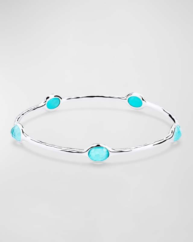 Rock Candy 5-Stone Bangle Bracelet in Turquoise Doublet