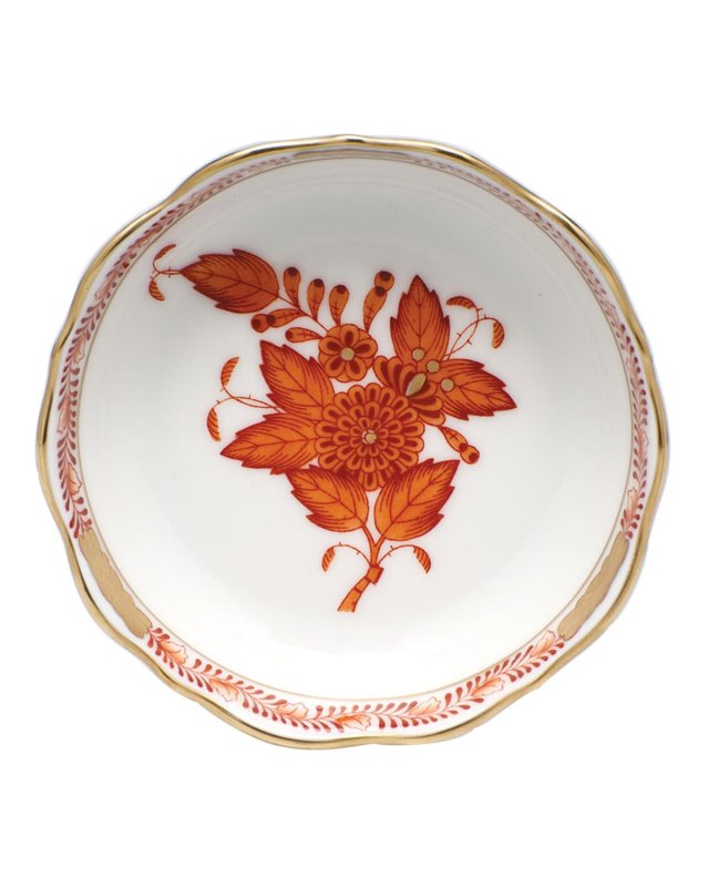 Chinese Bouquet Mini Scalloped Dish - Rust