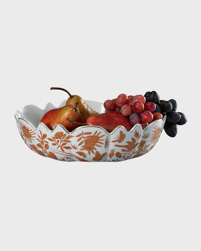 Sacred Bird & Butterfly Scalloped Bowl
