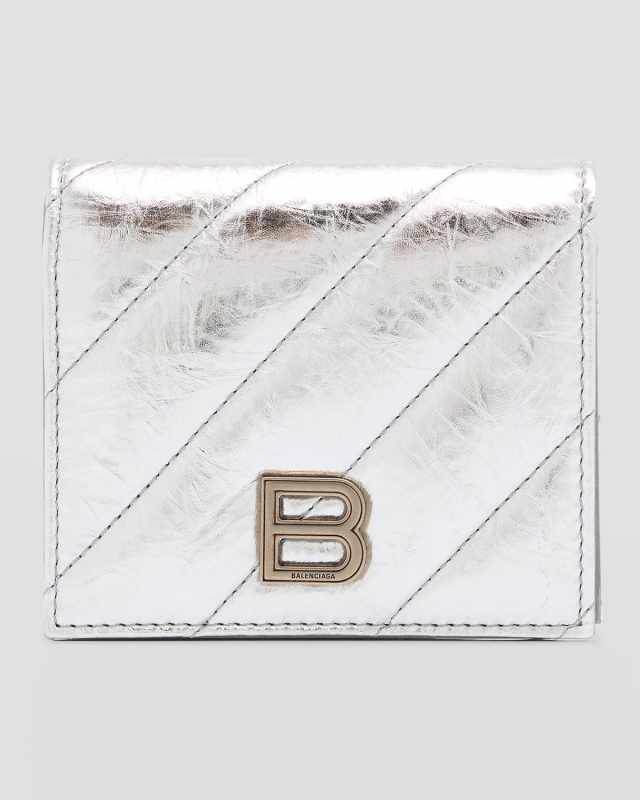Crush Flap Coin And Card Holder Metallized Quilted