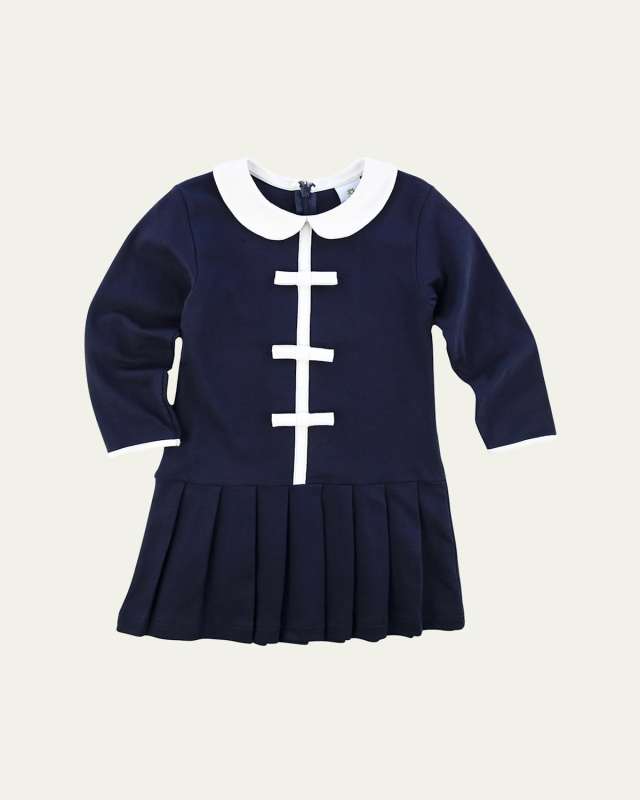 Girl's Pleated Combo Dress, Size 2-