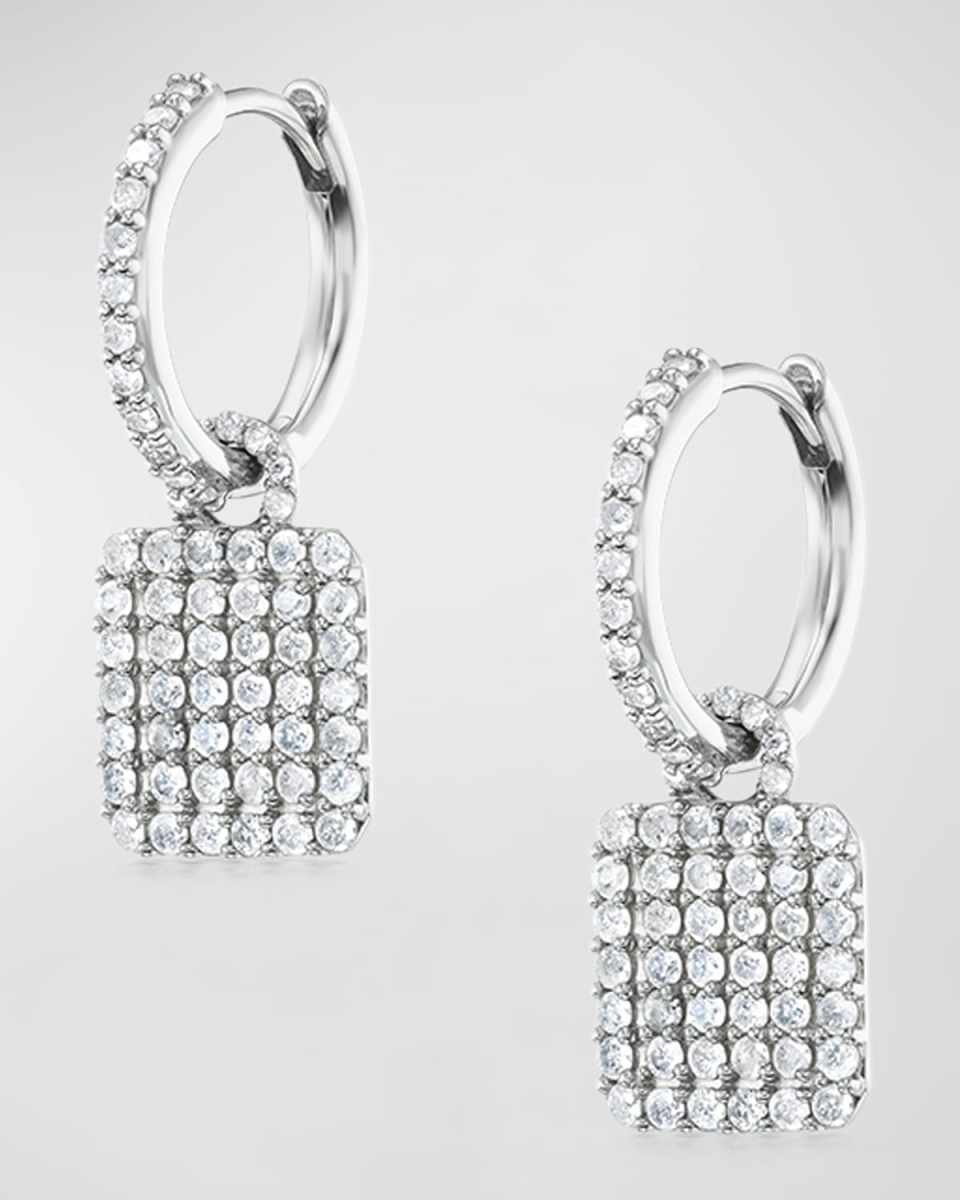 Pave Diamond Shield On Huggie Earrings