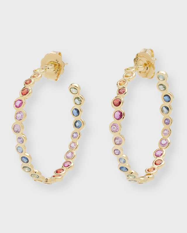 18K Starlet Hoop Earrings in Sapphire Rainbow