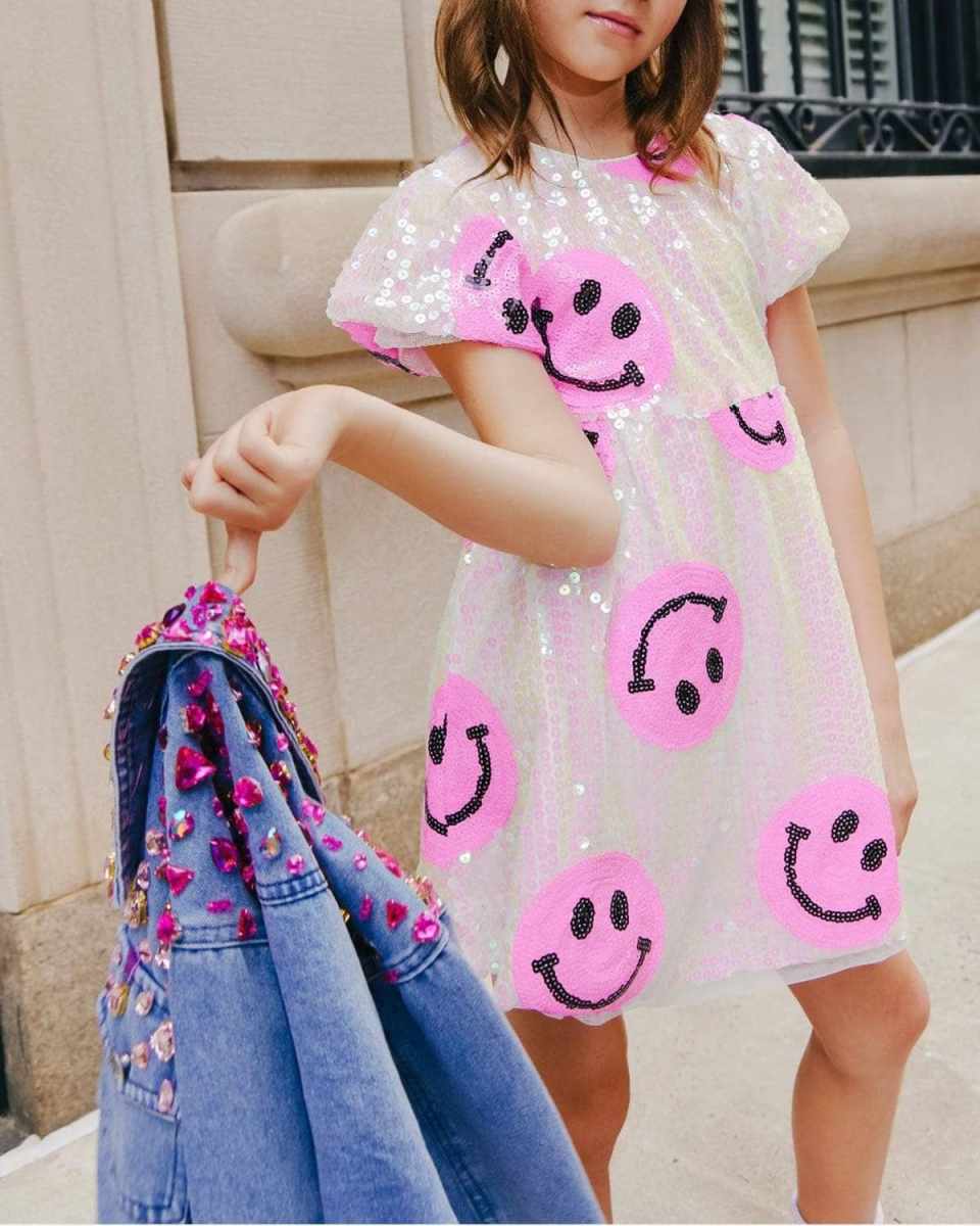 Girl's Pinkie Happy Emoji Dress, 2-1
