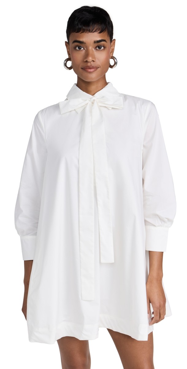 English Factory Bow Shirt Dress White