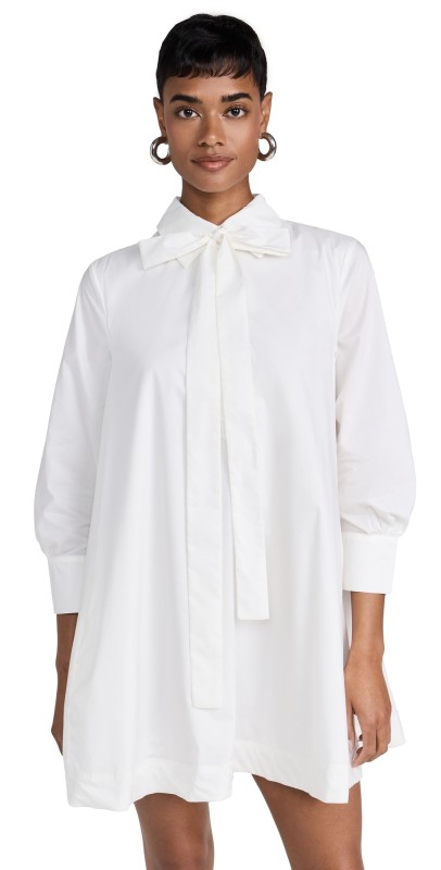 English Factory Bow Shirt Dress White