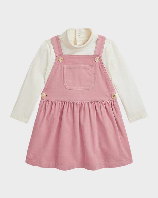 Girl's Wale Corduroy Dress & Bodysuit Set, Size 3M-24