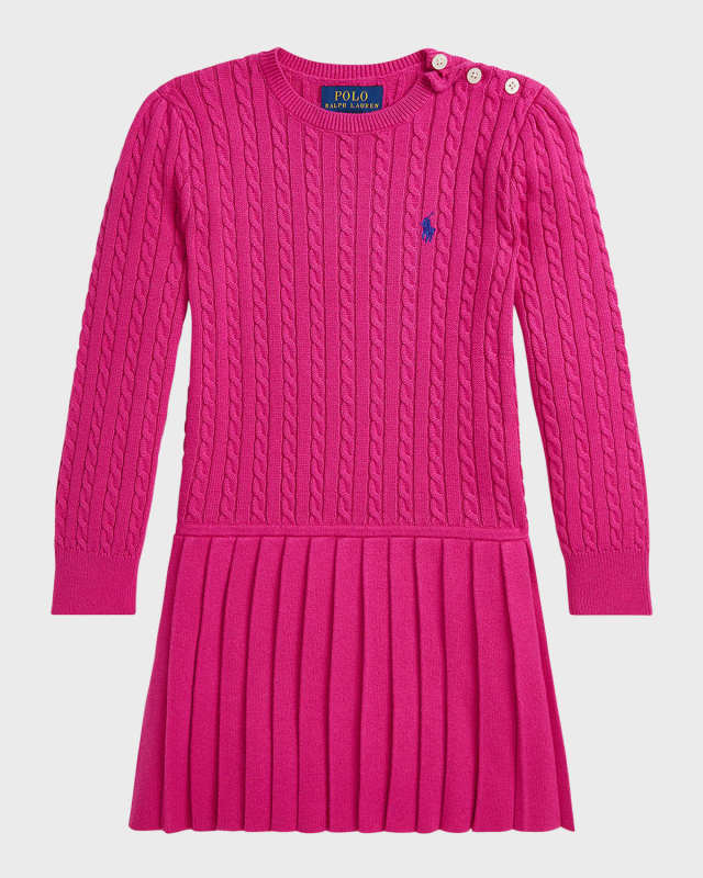 Girl's Cable Knit Combo Dress, Size S-XL