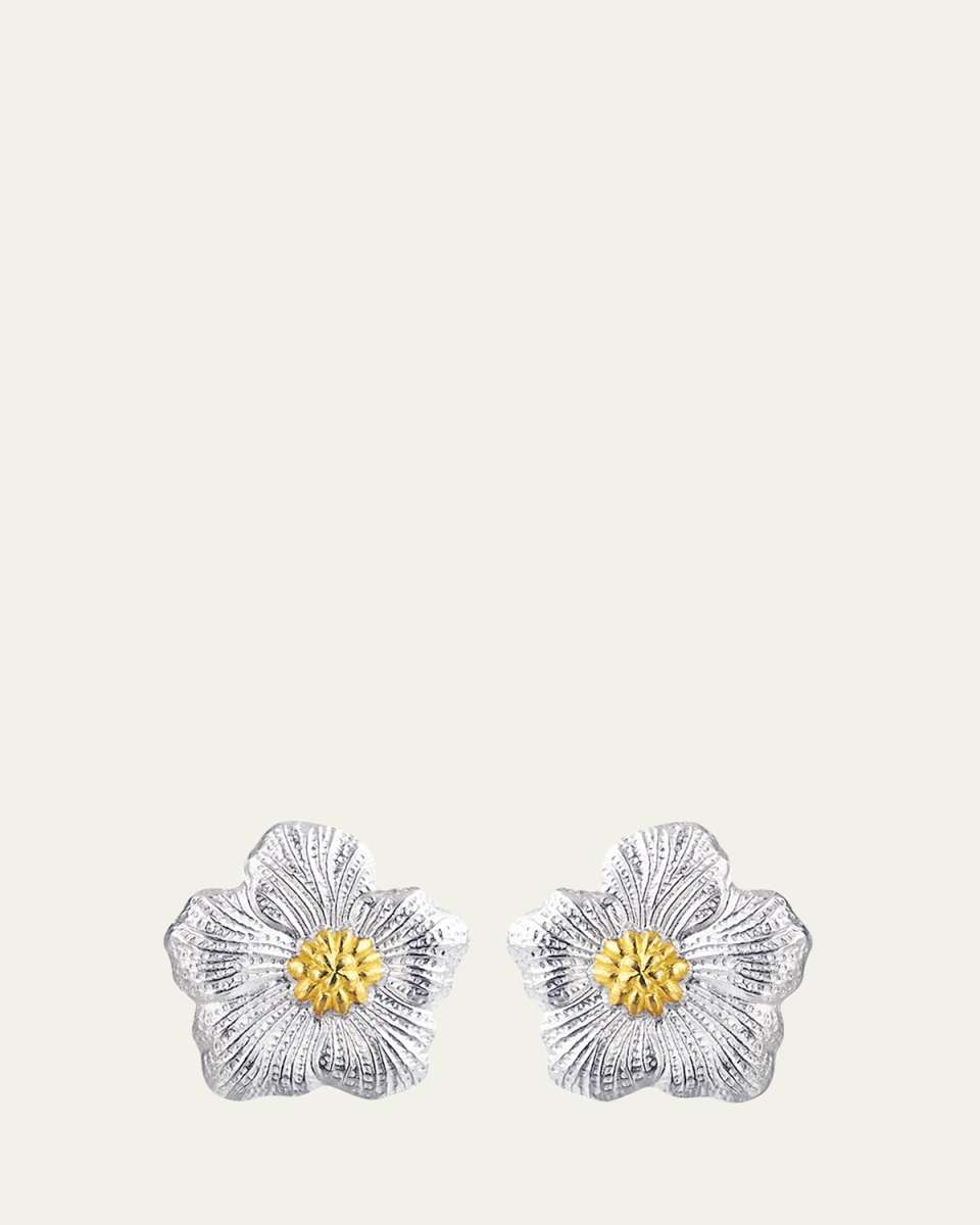Blossoms Gardenia Button Earrings, 1.6cm