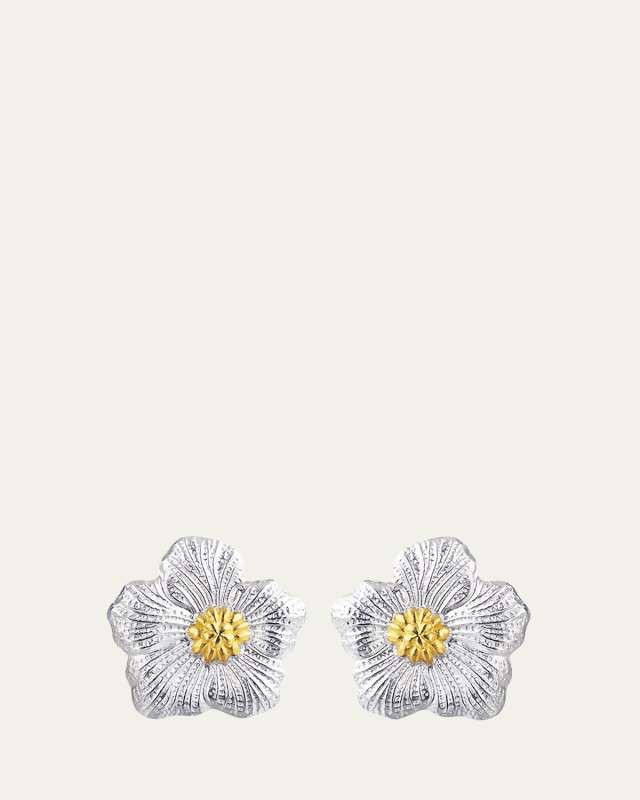 Blossoms Gardenia Button Earrings, 1.6cm