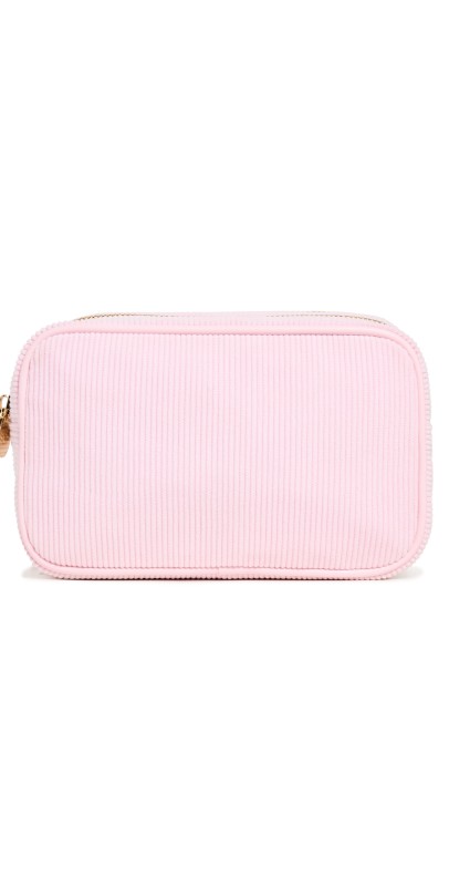 Stoney Clover Lane Corduroy Double Zip Pouch Preppy Pink