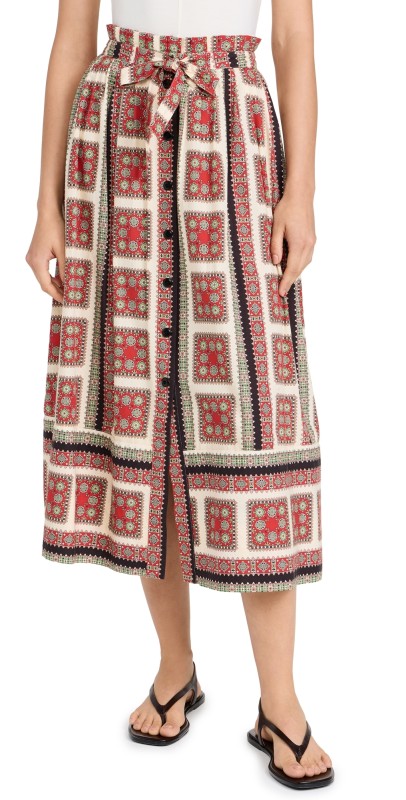 THE GREAT. The Treeline Skirt Westward Bandana Print