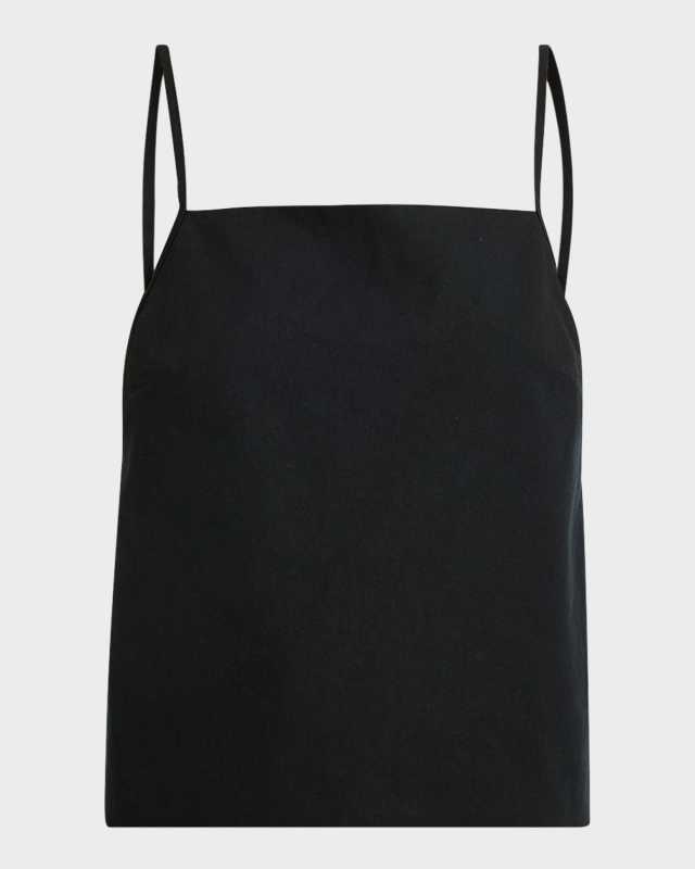 Sofia Square-Neck Cotton-Linen Sleeveless Top