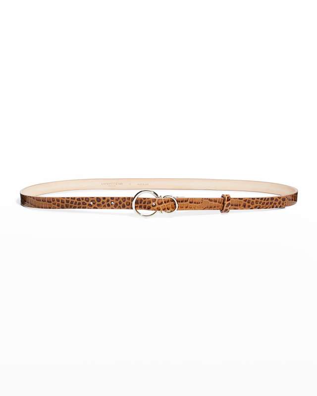Infinity Twist Croc-Embossed Leather Belt
