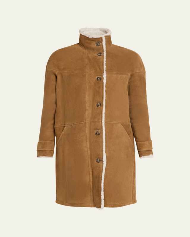 Paneled Shearling Coat