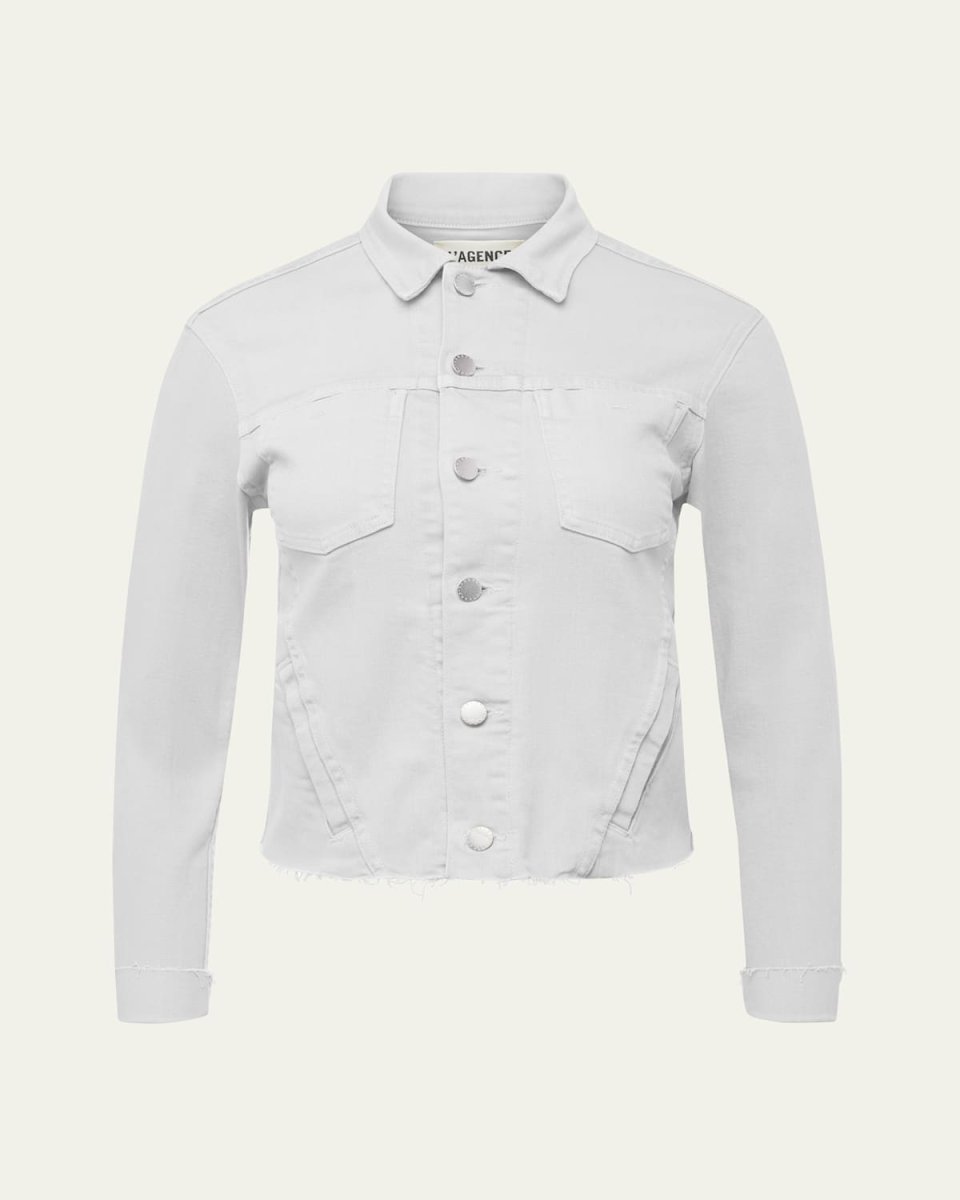 Janelle Slim Cropped Jean Jacket with Raw He