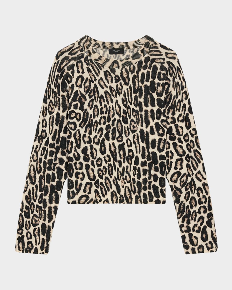Leopard Cropped Crewneck Sweater
