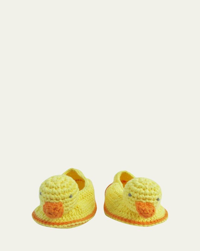 Kid's Crochet-Knit Duck Booties, Size Baby/Kids