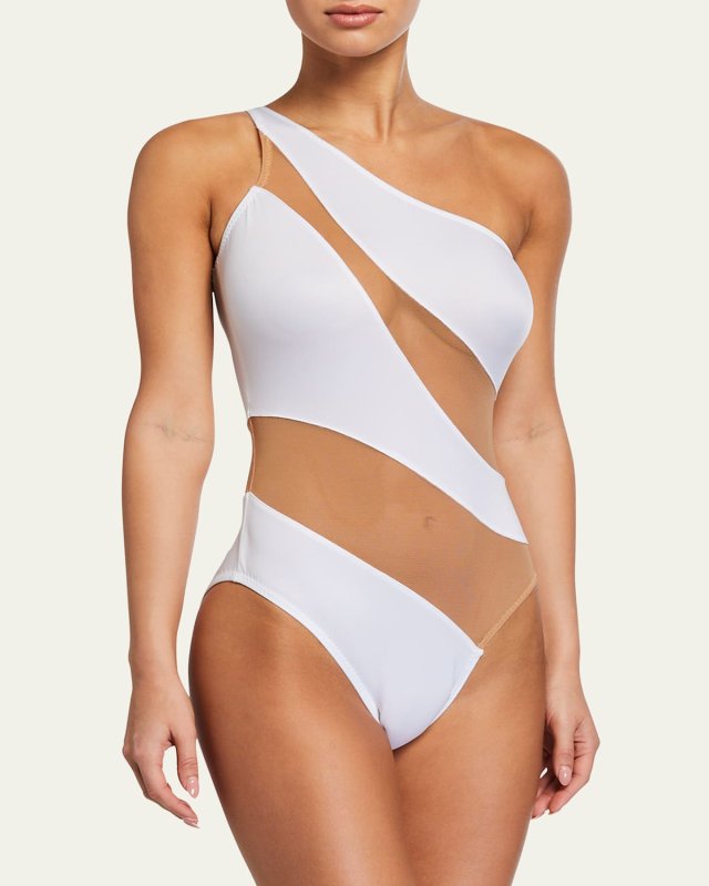 Mio Snake Mesh One-Piece Swimsuit