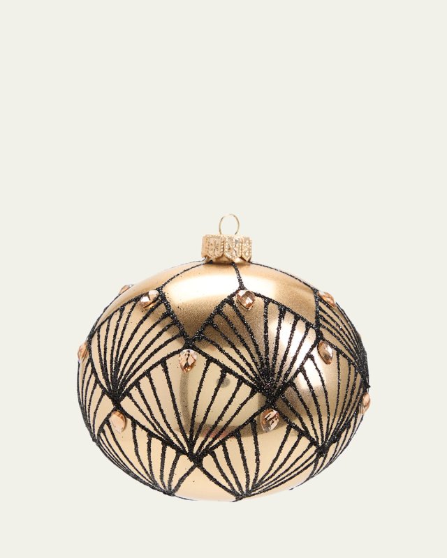 Gold Black Net Christmas Ornament