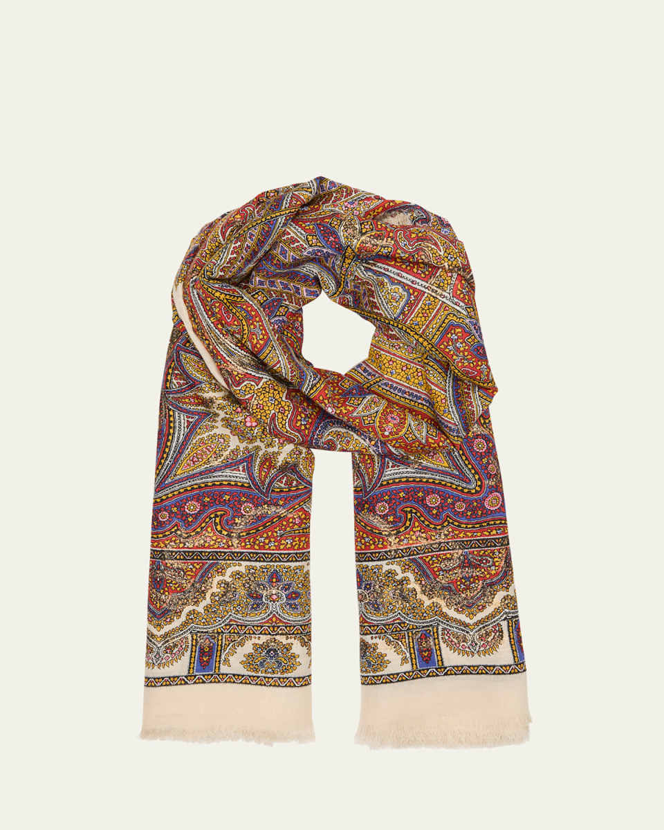 Vintage Paisley Cashmere-Blend Scarf