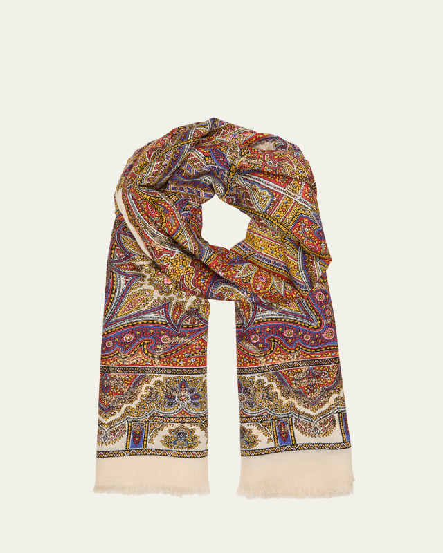 Vintage Paisley Cashmere-Blend Scarf