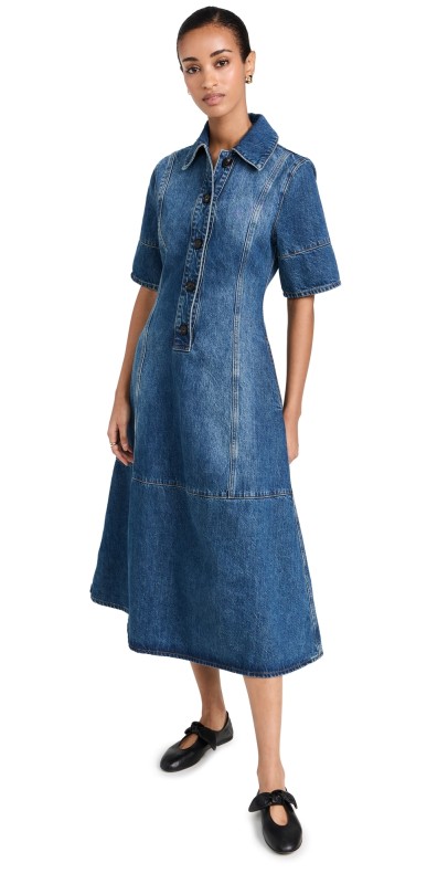 CO Half Placket Dress Indigo