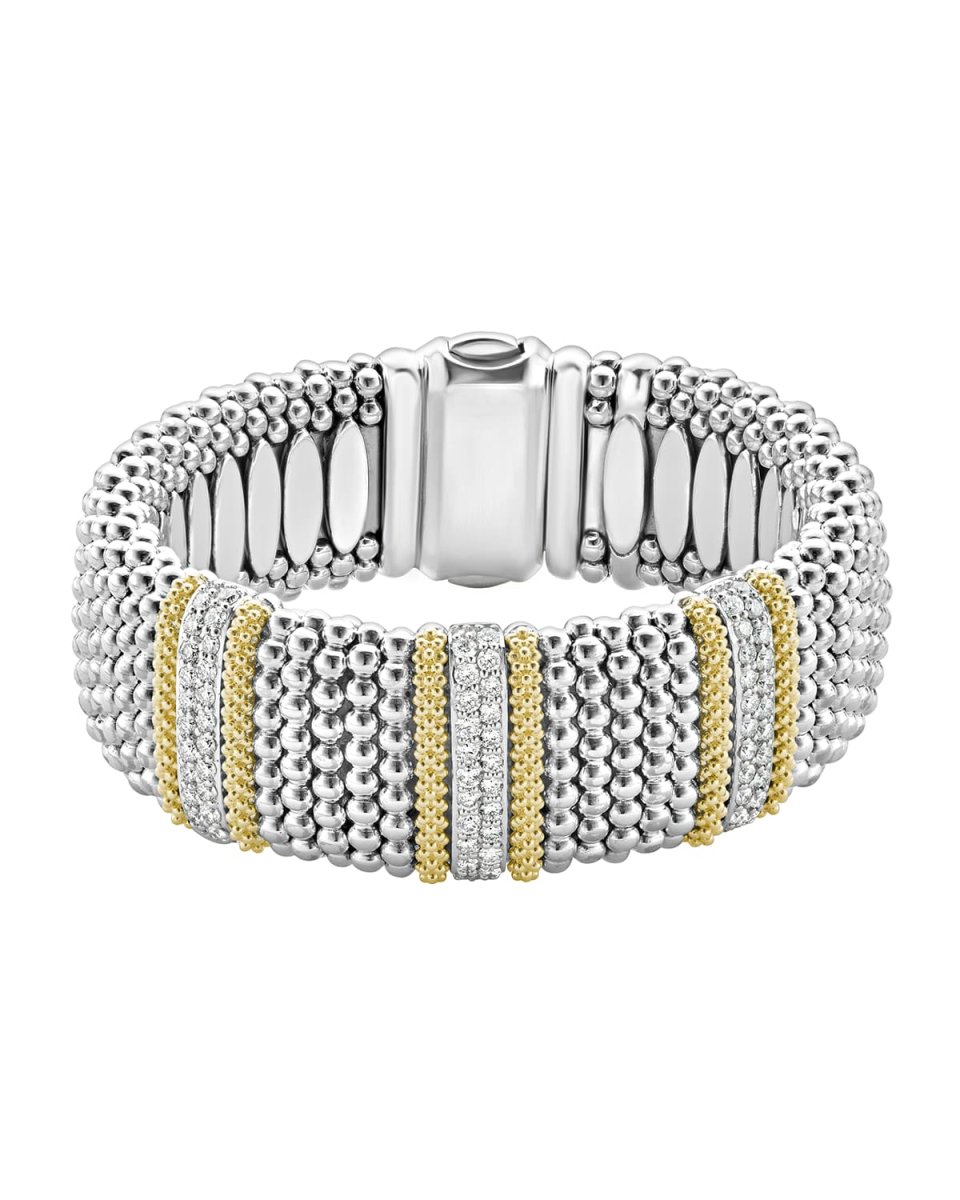 Diamond Lux Caviar 23mm Three-Station Bracelet