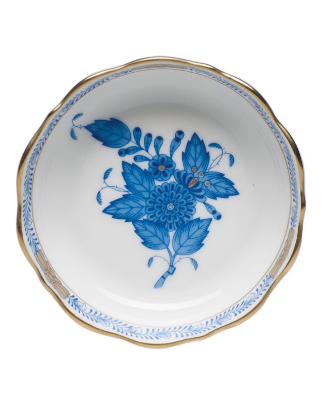 Chinese Bouquet Mini Scalloped Dish - Blue