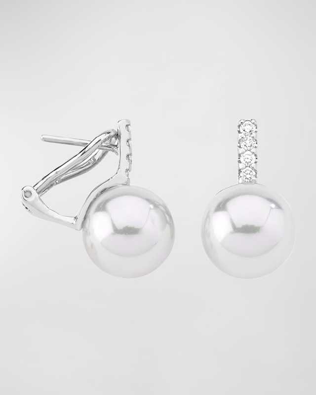 Selene Cubic Zirconia and Pearl Omega Earrings