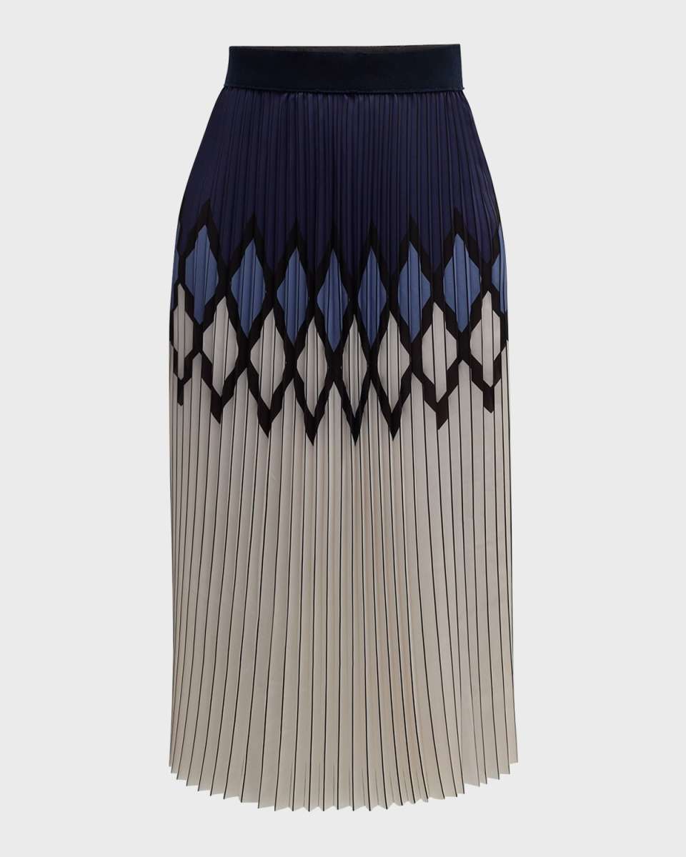Pleated Diamond Midi Skirt