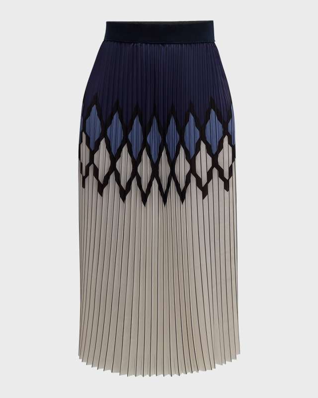 Pleated Diamond Midi Skirt