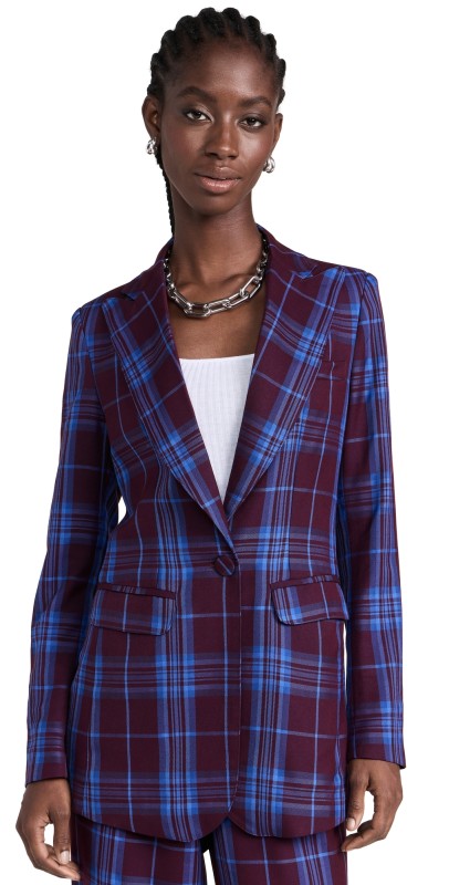 Chloe Kristyn Taylor Blazer Cabernet/Blue Plaid