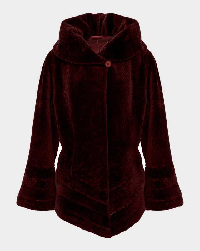 Reversible Textured Lamb Shearling Jacket