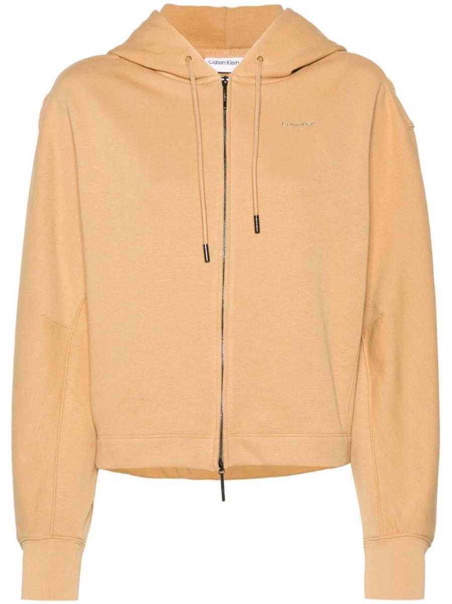 logo-print zip-up hoodie