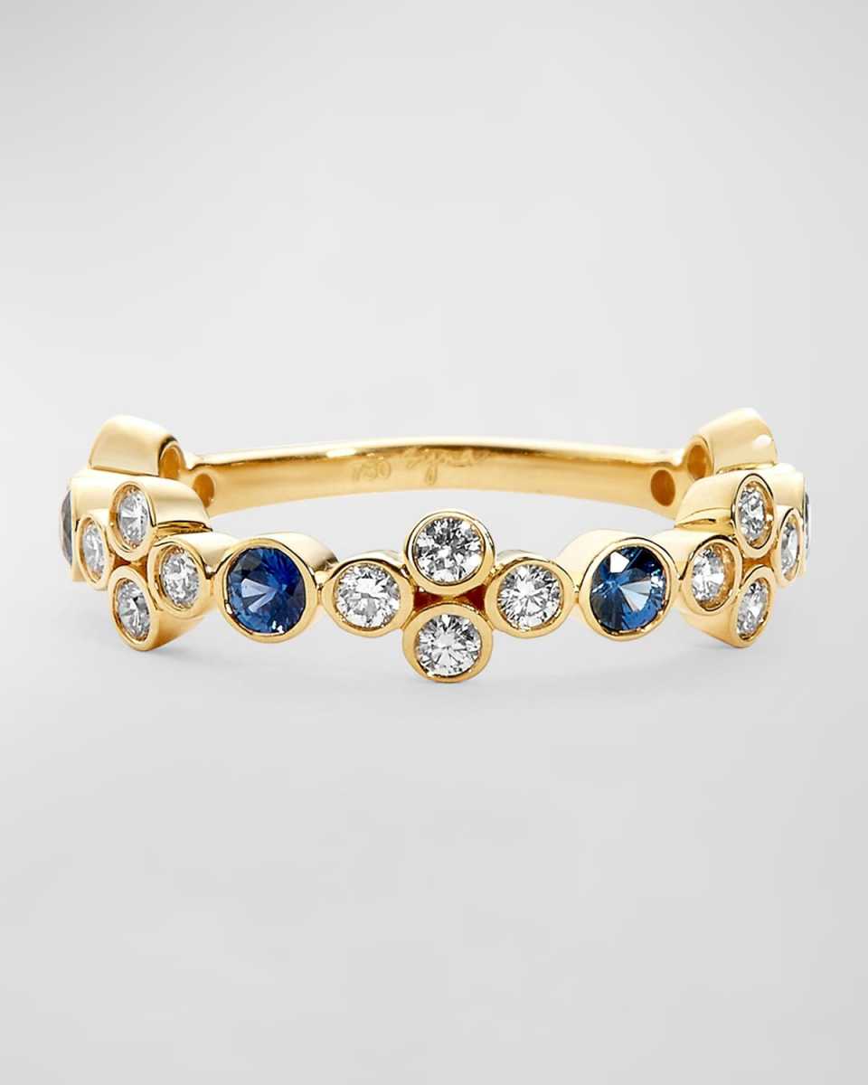18K Yellow Gold Mogul Band with Gemstones and Diamonds, Size