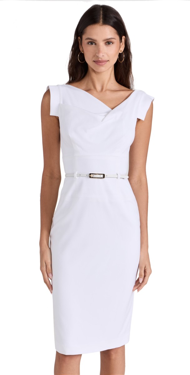 Black Halo Jackie O Belted Dress White