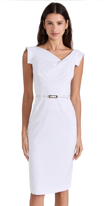 Black Halo Jackie O Belted Dress White